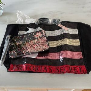 Victoria's Secret Striped Sequin Tote Bag